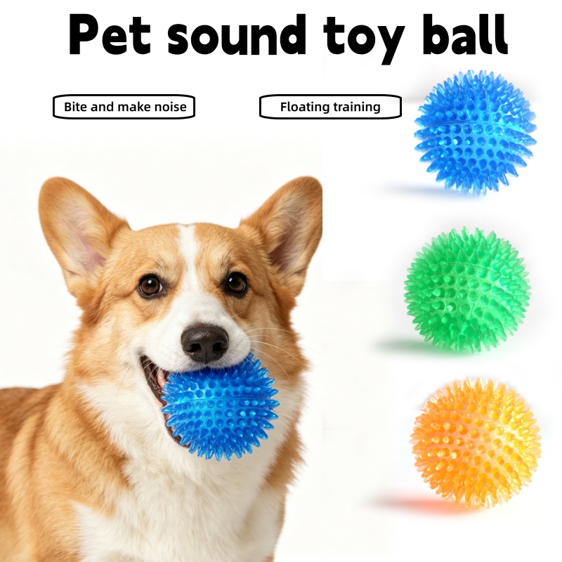 Interactive Squeaky Plush Dog Toy - Brinquedo de Bola Espinhosa TPR para
